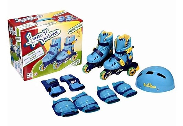 PATINS TRI LINE AZUL 26/29 AJUSTAVEL COM ACESSORIOS - FENIX