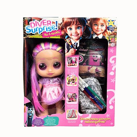 Boneca Diver Surprise Vai a Escola - Divertoys