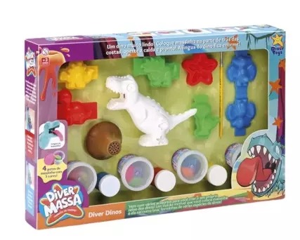 DIVER MASSA  DIVER DINOS (MASSA DE MODELAR C/ACESSORIOS) - DIVERTOYS