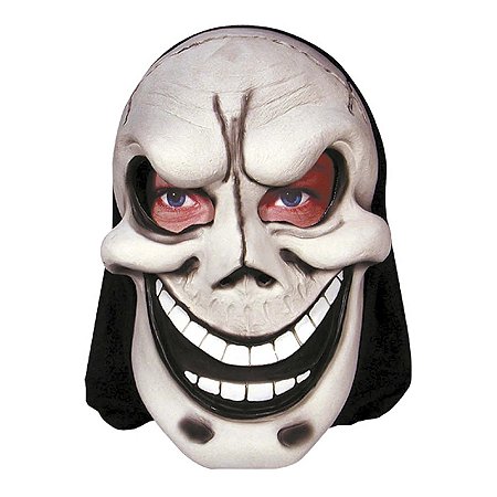 MASCARA PANICO MORTE CAVEIRA SARCASTICA COM CAPUZ EM LATEX HALLOWEEN - SPOOK