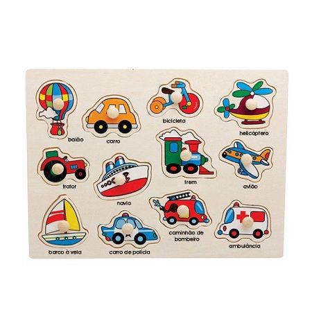 ENCAIXE DIVERTIDO COM PINOS MDF TRANSPORTE - TOYMIX