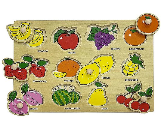 ENCAIXE DIVERTIDO COM PINOS MDF UN FRUTAS - TOYMIX