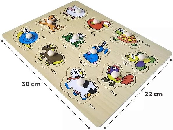 Encaixe Divertido com Pinos MDF Animais - Toymix