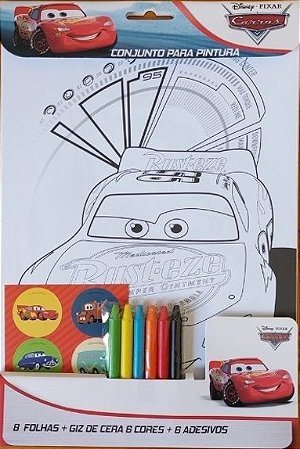 CONJUNTO P/PINTURA LIC DISNEY 8FLS 26X19 +6 GIZ+ADESIVOS CARROS - VPM