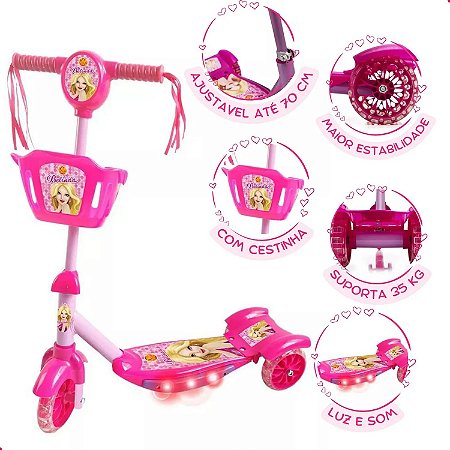 PATINETE SONHO DE PRINCESA CESTA SOM E LUZ - DMTOYS