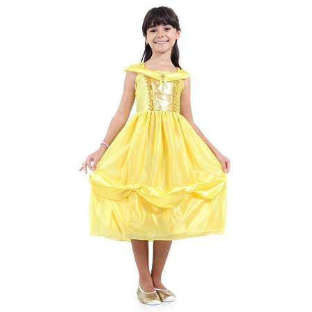 Fantasia Bela Princesa Dourada Standart M - Sulamericana Fantasias