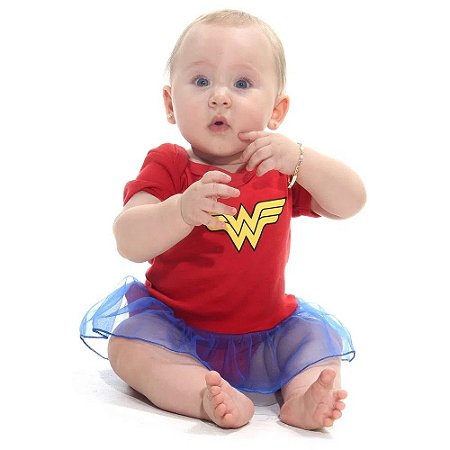 Fantasia Mulher Maravilha Body com Saia Baby GG - Sulamericana Fantasias