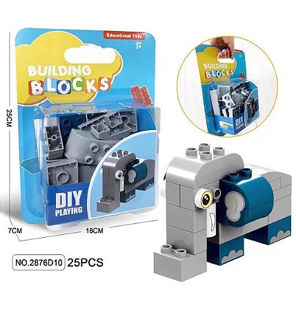 Blocos Duplos Elefante 25Pc - Jie Star