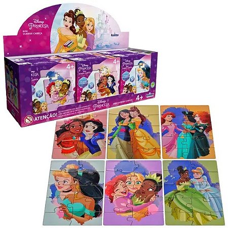 Jogo Mini Quebra Cabeça Princesas MDF - PAIS E FILHOS