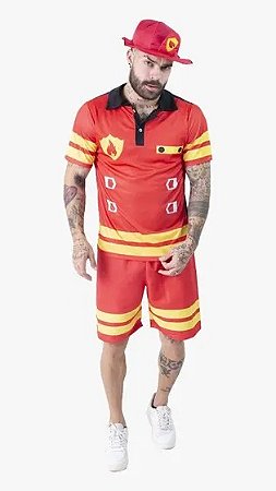 Fantasia Bombeiro Masculino Adulto G - Fantasias Super