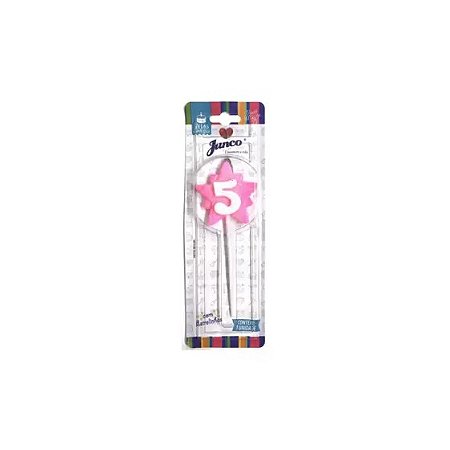 Vela Aniversario Super Star Rosa N.5 - Junco