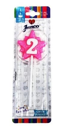 Vela Aniversario Super Star Rosa N.2 - Junco