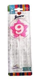 Vela Aniversario Super Star Rosa N.9 - Junco