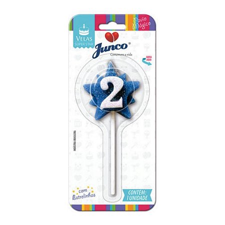 Vela Aniversario Super Star  Azul N.2 - Junco