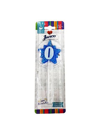 Vela Aniversario Super Star Azul N.0 - Junco