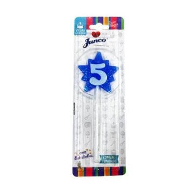 Vela Aniversario Super Star Azul N.5 - Junco