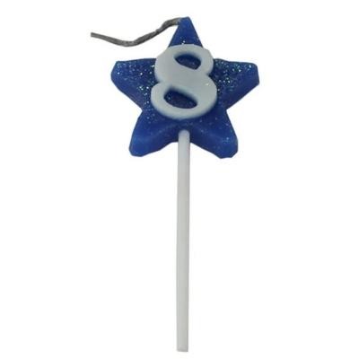 Vela Aniversario Super Star Azul N.8 - Junco