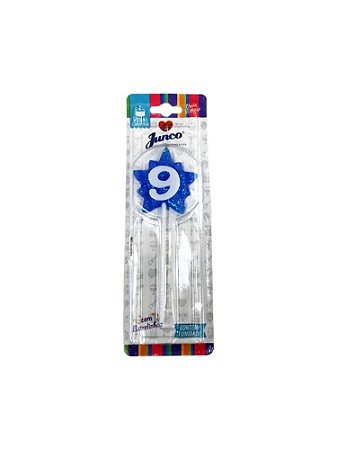 Vela Aniversario Super Star Azul N.9 - Junco