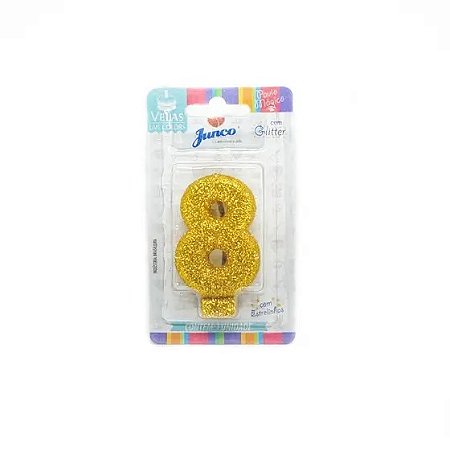 Vela Aniversario Live Colors Ouro N.8 - Junco