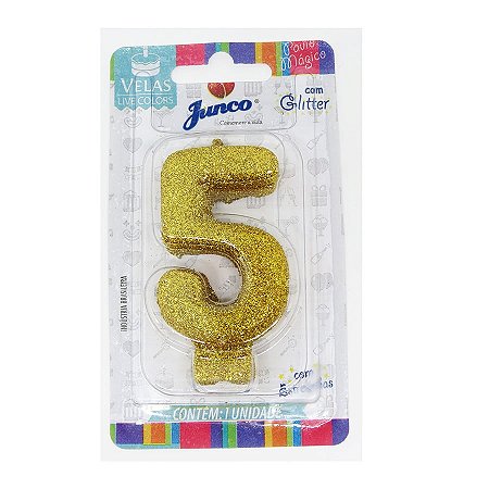Vela Aniversario Live Colors Ouro N.5 - Junco