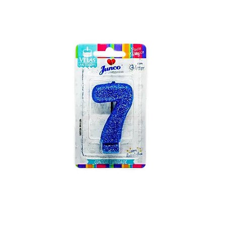 Vela Aniversario Live Colors com Glitter Azul N.7 - Junco