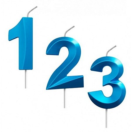 Vela Aniversario Palito Metalizado Azul N.4 - Junco