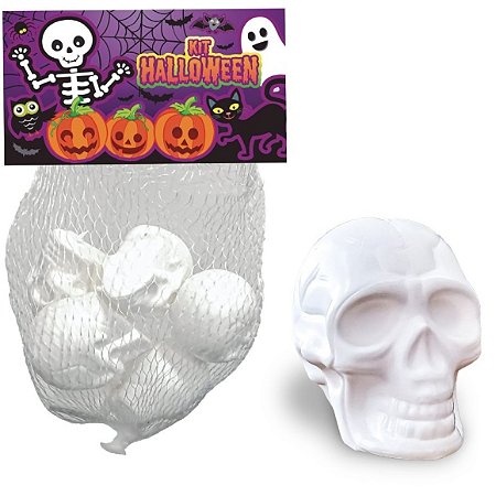 Kit Halloween Mini Crânio Neon 6 Unid - Brasilflex