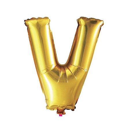 Balao Metalizado Dourado Letra V 40cm - Gala Embalagens