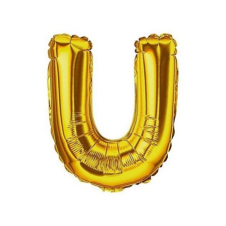 Balao Metalizado Dourado Letra U 40cm - Gala Embalagens