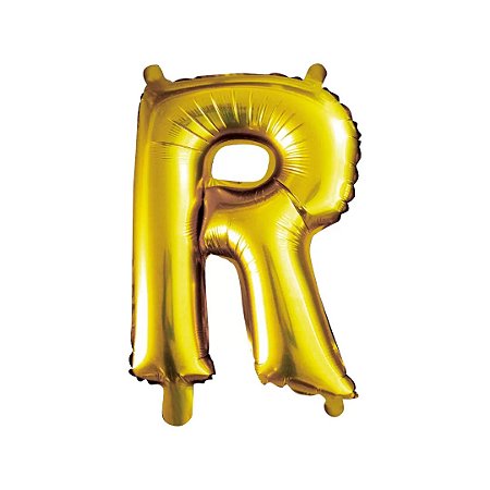 Balao Metalizado Dourado Letra R 40cm - Gala Embalagens