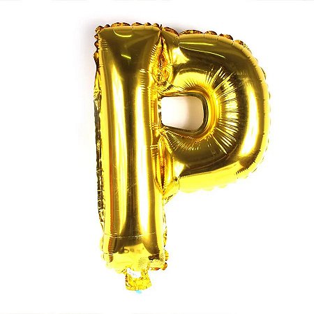 Balao Metalizado Dourado Letra P 40cm - Gala Embalagens