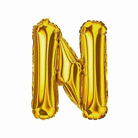 Balao Metalizado Dourado Letra N 40cm - Gala Embalagens