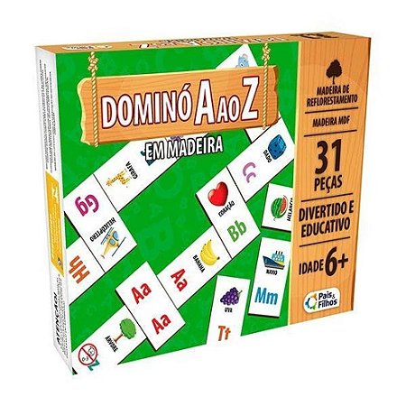 Jogo Domino de A a Z MDF - Pais e Filhos