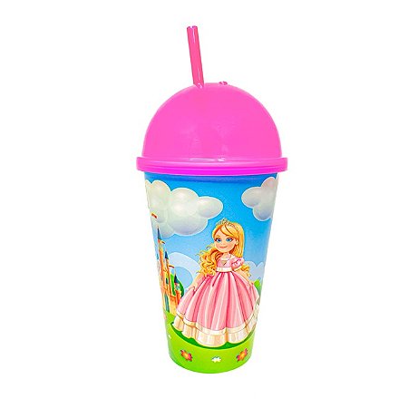 Copo Princesas 550 ml Com Tampa Sorvete - Usual Plastic
