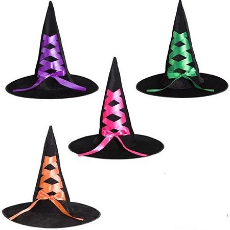 Chapeu Bruxa com Fitas Sortidos - Pica Pau