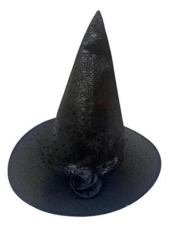 Chapeu Bruxa Preto Flor - Allseasons
