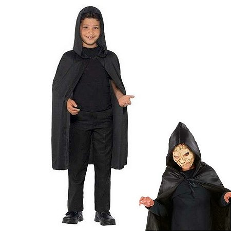 Capa Com Capuz Infantil Preto - Pica Pau