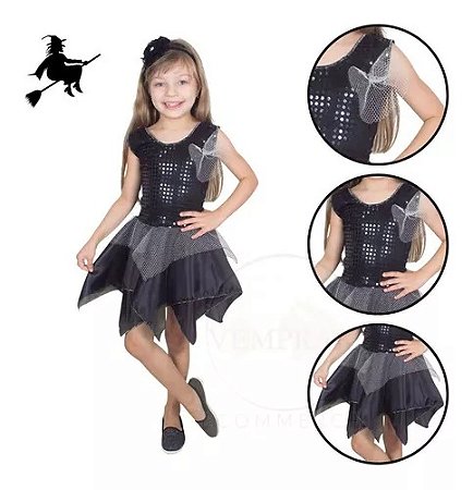 Fantasia Bruxa Paete Preta G - BrinkModel