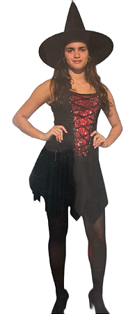 Fantasia Bruxa Espartilho Vermelho/Preto Adulto - Spook