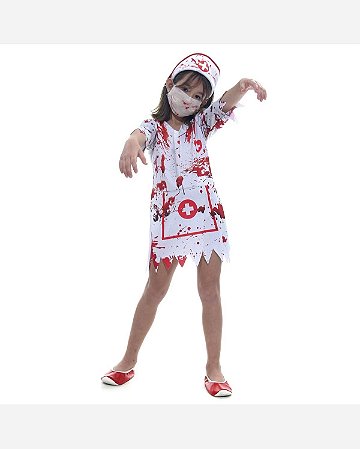 Fantasia Enfermeira Zumbi Infantil GG - Sulamericana Fantasias
