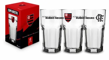 Copo Flamengo Vidro 520ml Futebol Times - Brasfoot
