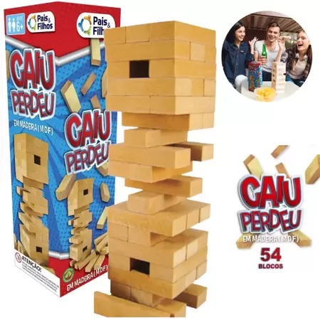 Jogo Caiu Perdeu Torre 54 Pcs - Pais e Filhos