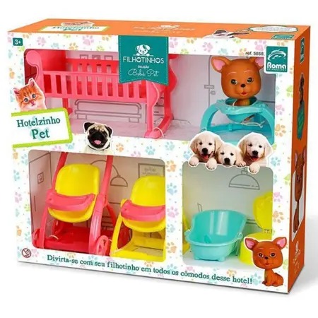 Hotelzinho Pet Filhotinhos Casinha - Roma Brinquedos