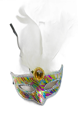 Mascara Metalizada com Penas PAF 440 - Partiu Festas