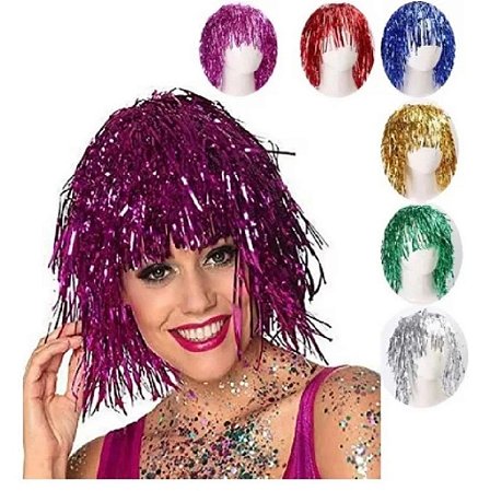 Peruca Metalizada 40cm Sortidas PAF 593 - Partiu Festa