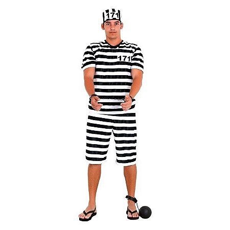 Fantasia Presidiario Adulto P - Sulamericana Fantasias