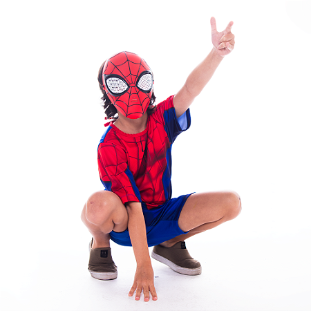 Fantasia Homem Aranha Basica Mascara Injetável G - Super Magia