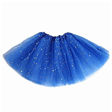 Saia Tule Azul Royal com Glitter HY87636 - Partiu Festa