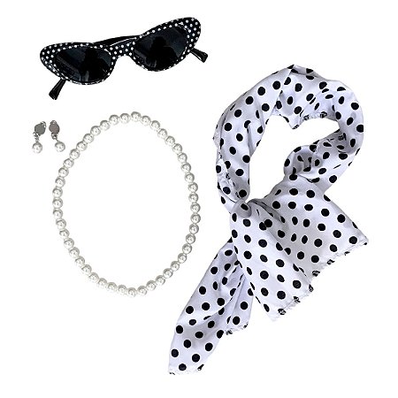 Kit Anos 60 Lenço Bolinha XM-21826 - Partiu Festa
