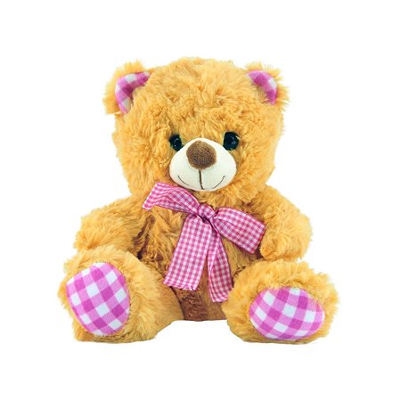 Pelucia Urso Marrom com Laço Rosa - CKS
